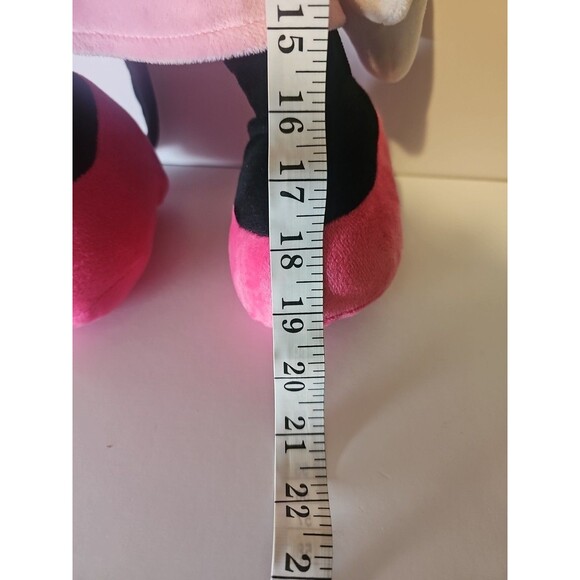 Disney MINNIE MOUSE 18" Plush Stuffed Animal Pink Black Polka Dot Bow - Picture 2 of 4